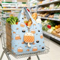 Sushi Cat Soft Pulshies, sac de courses pliable et réutilisable écologique personnalisé, porte-clés en peluche personnalisé, OEM ODM, animal en peluche
