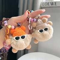 Porte-clés Lumineux en Peluche Mignonne en Forme de Boule de Charbon pour Femme, Décoration de Sac Exquise, en Polyester Écologique Haut de Gamme et Durable