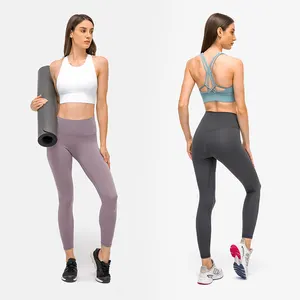 2023 nouveauté femmes Gym Leggings taille haute tricoté serré Yoga pantalon Nylon Spandex bout à bout levage jambières d'exercices