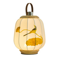 Nouvelle lampe de table en forme de dôme de style chinois, LED, lumière blanche chaude, construction en métal et lin, électrique, portable, rechargeable, pour bureau, chambre à coucher