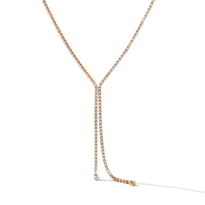 Collar en forma de Y de acero inoxidable chapado en oro de 18 quilates con circonita blanca y rosa, cadena de moda antidesvanecimiento para mujer. - Product Image 6