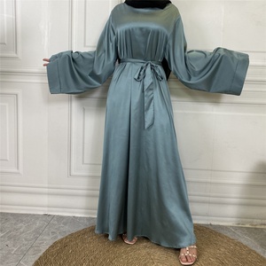 6622 #   Abaya Dubaï unie, simple mais élégante, coupe trapèze, robes longues fluides, vêtements islamiques pour femmes musulmanes - Product Image 4