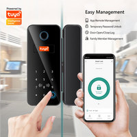 Serrure de porte en verre intelligente Tuya BLE OEM/ODM pour bureau, avec empreinte digitale, mot de passe, serrure numérique CE FCC RoHS PST-GL-B12