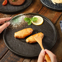 Assiettes créatives pour pâtes et pizzas occidentales, assiettes à steak en céramique, plateau plat à motif pierre simple, assiette pour cuisine japonaise, maison et restaurant