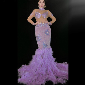 NOVANCE Y2089 <span class=keywords><strong>2022</strong></span>แฟชั่นผู้หญิงสีม่วงเพชร Queen Fish Tail ชุดสวยยาวสง่างามชุดราตรี - Product Image 6