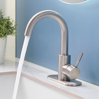 Robinet noir d'évier de salle de bain à bec rotatif à 360 ° à poignée unique avec tige de 1-3 trous évier bouchon de vidange pop-up en métal 1615-C