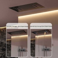 Sistema de Panel de Ducha LED de Lujo Negro FSH OEM 2026 con Barra Deslizante Monomando, Termostático, de Latón y Acero Inoxidable, Garantía de 3 Años