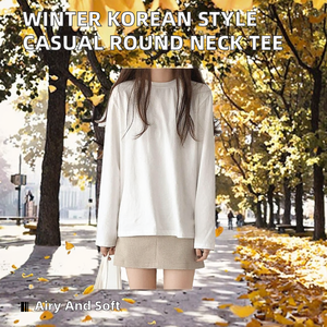 Autumn New Korean Version Breathable Cute Loose Short Water Shield Color Crew Neck Casual and Comfortable <b>Top</b> for Women - Product Image 2