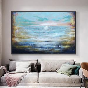 Pittura astratta del <span class=keywords><strong>mare</strong></span> blu 100% pittura a olio dipinta a mano <span class=keywords><strong>su</strong></span> <span class=keywords><strong>tela</strong></span> paesaggio acrilico paesaggio marino pittura Wall Art per la decorazione domestica - Product Image 5
