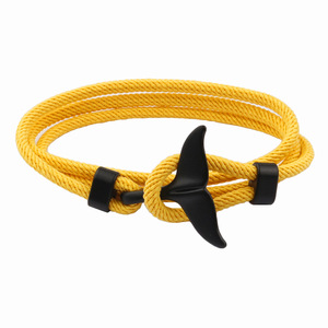 Braccialetti a coda di balena uomo donna fascino braccialetto a catena in corda di sopravvivenza bracciale avvolgente in metallo blu mare - Product Image 5