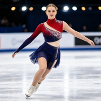 Robe de patinage et de danse pour enfants et adultes, dégradé rouge et bleu, col montant, asymétrique à une épaule, dos découpé avec strass, pour compétition et spectacle de patinage artistique