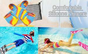 Tamaño de natación y buceo perfecto para principiantes, niños, niñas, niños, adultos, aletas de Entrenamiento de natación, cómodas aletas de natación de silicona - Product Image 4