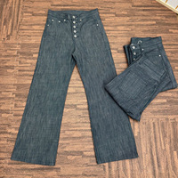 Jean en denim brut exclusif pour homme, coupe droite, cinq boutons, fermeture éclair, taille mi-haute, style streetwear, denim selvedge, coupe bootcut