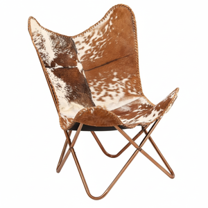 Precio de venta al por mayor de cuero genuino Hide Butterfly Chair con estructura de hierro - Product Image 1