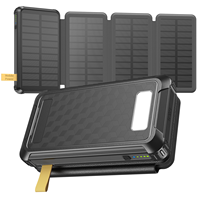 Batterie solaire portable 20000mAh avec panneaux solaires pliables en 3 parties, charge Type-C PD, design robuste et étanche, lampe torche LED 2W