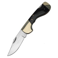 Couteau de camping pliant artisanal avec lame miroir, manche en corne de cerf, couteau de survie et d'autodéfense pour cadeau