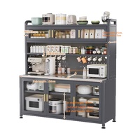 Meuble de rangement de cuisine en pierre frittée, buffet multi-niveaux sur pied avec portes, organisateur pour micro-ondes, casseroles et bols