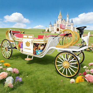 Calèche royale dorée pour mariage, calèche royale électrique sans toit à vendre, calèches de mariage. - Product Image 3