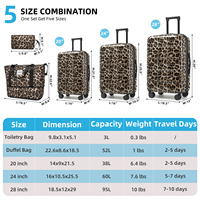 La nouvelle valise imprimé léopard ABS + PC de haute qualité avec sac à bagages et sac de lavage convient aux voyages de grande capacité