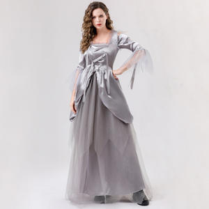 Vestido <span class=keywords><strong>de</strong></span> disfraz <span class=keywords><strong>de</strong></span> boda <span class=keywords><strong>de</strong></span> bola <span class=keywords><strong>de</strong></span> Halloween para mujer vampiro fantasma novia y princesa gris poliéster transpirable - Product Image 4
