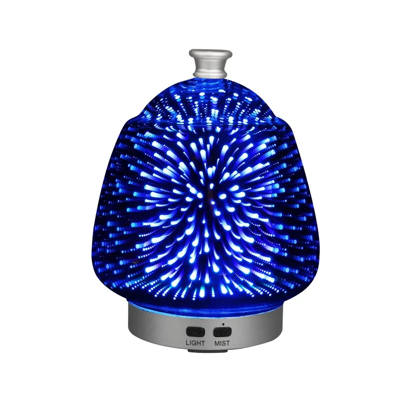 Portable essential oil 3d glass aroma diffuser fireworks air humidifier 3d glass electric aroma diffuser