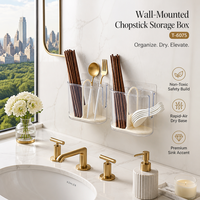 Support mural portable et élégant en plastique pour baguettes, boîte de rangement pour vaisselle de qualité alimentaire avec drainage pour cuisine domestique