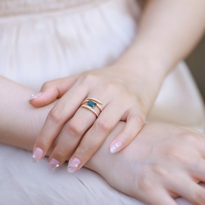 18 Karat vergoldet 925 Sterling Silber Cz Diamant Grün Moos Achat Half Wrap Pave Frauen Gelbgold <span class=keywords><strong>Ring</strong></span> - Product Image 6