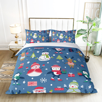 Tissu confortable lavable facile d'entretien motif de Noël rouge imprimé 3 pièces housse de couette ensembles de literie de luxe