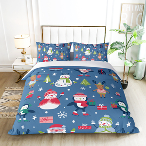Easy Care Washable Comfortable Fabric <strong>Red</strong> Christmas Pattern Printed 3pcs Duvet Cover Luxury <strong>Bedding</strong> <strong>Sets</strong> - Product Image 3