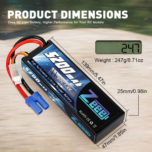 Zeee 7,4 V 80C 5200mAh 2S RC batería Lipo duro caso con EC5 macho para 1/8 RC 1/10 vehículos RC coche camión tanque de X-Maxx Buggy - Product Image 6
