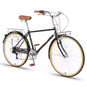 Vente flash Vélo <span class=keywords><strong>adulte</strong></span> 7 vitesses 24/26 pouces en acier à haute teneur en carbone Vélo urbain vintage pour femmes Vélo de ville Capacité de charge de 150 kg - Product Image 4