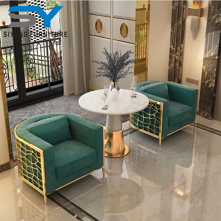 Home furniture living room sofas morden sofa gold stainless steel wedding sofa set designs for hotel SF005