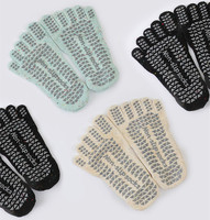 Chaussettes de yoga professionnelles à cinq orteils, chaussettes de Pilates antidérapantes à 4 sangles croisées, chaussettes à semelle en silicone antidérapante pour femmes