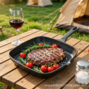 Poêle à griller carrée en fonte de 12 pouces antiadhésive pour la cuisson en extérieur - Product Image 5