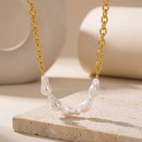 Collier en perles baroques en acier inoxydable 304 plaqué or 18 carats PVD, bijoux de mode pour femmes, vente en gros