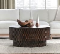 Table basse ronde en bois de luxe moderne avec structure en acier, facile à nettoyer, meubles de salon pour appartement