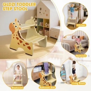 Sgabello in Legno a Due Gradini, Capacità 300 Libbre, Sgabello da <span class=keywords><strong>Cucina</strong></span> per Bambini con Piedini Antiscivolo - Product Image 6