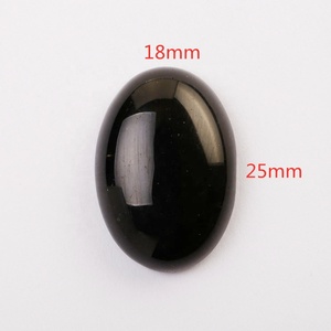 Đá <span class=keywords><strong>Obsidian</strong></span> đen tự nhiên dạng cabochon 18x25mm hình oval mặt phẳng bán buôn làm đồ trang sức, năng lượng chữa lành, bảo vệ - Product Image 2