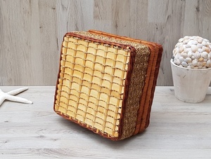 Wicker Rattan Custom Vintage <strong>Small</strong> Rurality <strong>Hamper</strong> With Lid and Handle Rectangular Woven Bamboo Picnic Basket - Product Image 6