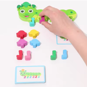 Juego de Madera para Niños, Aprendizaje Temprano, Desarrollo Infantil, Gusano de Dibujos Animados, Reconocimiento de Colores, Juego de Emparejar - Product Image 3