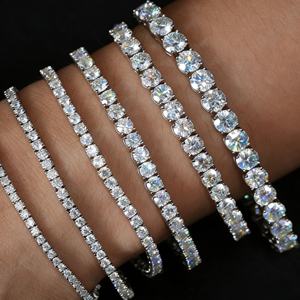 กำไลเทนนิสเพชรโมอิสซาไนต์ VVS ขนาด 2 มม.-6 มม. แฟชั่นหรูหราสำหรับผู้หญิงและผู้ชาย ทองคำ 925 เงินสเตอร์ลิง เครื่องประดับโมอิสซาไนต์เพาะเลี้ยงในห้องปฏิบัติการ - Product Image 1