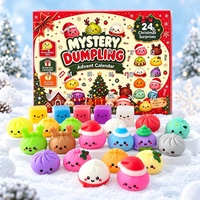 Nouveau Calendrier de l'Avent de Noël transfrontalier, Jouet surprise en caoutchouc souple et mignon, Cadeau de fêtes, Boîte mystère édition limitée