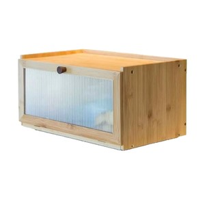 Boîte à pain en bambou, conteneur de rangement en bois avec porte en verre pour comptoir de cuisine - Product Image 5