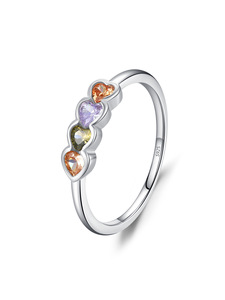 Anillo y Pendientes de Plata de Ley S925 con Forma de Corazón Romántico y Colorido, Conjunto de Joyería de Diseño Vintage Elegante y Único - Product Image 3