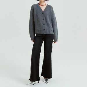 <span class=keywords><strong>Cardigan</strong></span> Casual da Donna in Lana/Acrilico con Motivo Tinta Unita, Antirughe, Traspirante, Maniche Lunghe, Scollo a V, Logo Frontale e <span class=keywords><strong>Cintura</strong></span> per l'Inverno - Product Image 2