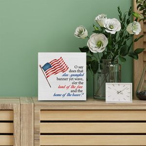 Plateau à plusieurs niveaux décor cadre en bois en métal gaufré USA drapeau bloc signe drapeau américain décor de Table pour le quatrième juillet Memorial Day - Product Image 2