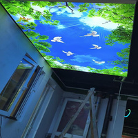Paneles de Techo Decorativos, Azulejos para Techos Interiores, Diseño de Techo con Hojas Verdes y Cielo Azul Nublado