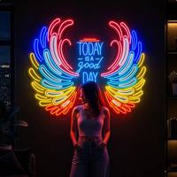 Enseigne néon LED Ailes multicolores, Lumière néon Aile personnalisée, Logo d'entreprise, Publicité, Décoration murale photo, Éclairage néon étanche IP65