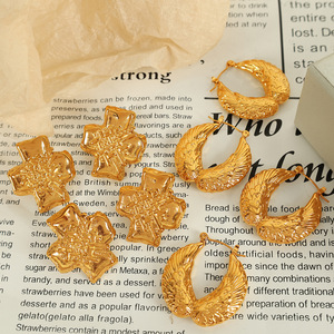 ต่างหูแบบห่วงชุบทองโลหะผสมสังกะสีแฟชั่นเครื่องประดับสตรี EH662 EH663 - Product Image 1