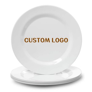 2025 biểu tượng tùy chỉnh không thể phá vỡ Bộ đồ ăn Melamine Trắng tấm ăn tối cho nhà hàng - Product Image 1